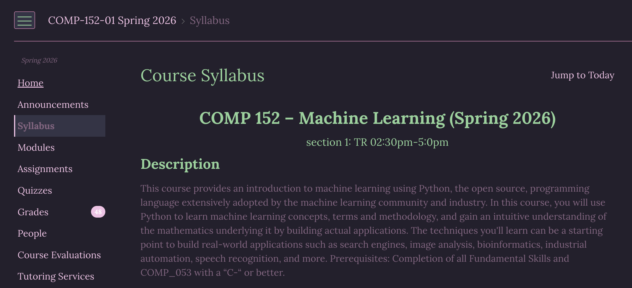 Machine Learning class